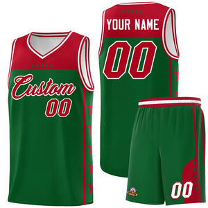 Custom Kelly Green Red Personalized Star Pattern Sports Uniform Basketball Jersey