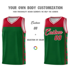 Custom Kelly Green Red Personalized Star Pattern Sports Uniform Basketball Jersey