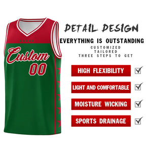 Custom Kelly Green Red Personalized Star Pattern Sports Uniform Basketball Jersey