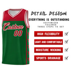 Custom Kelly Green Red Personalized Star Pattern Sports Uniform Basketball Jersey