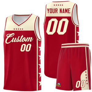Custom Red Cream Personalized Star Pattern Sports Uniform Basketball Jersey
