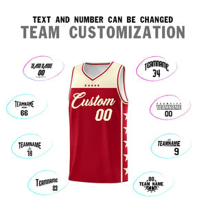 Custom Red Cream Personalized Star Pattern Sports Uniform Basketball Jersey