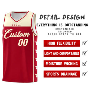 Custom Red Cream Personalized Star Pattern Sports Uniform Basketball Jersey
