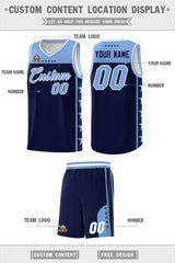 Custom Navy Light Blue Personalized Star Pattern Sports Uniform Basketball Jersey