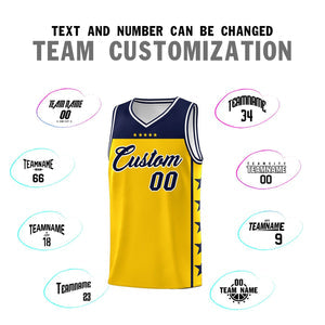 Custom Gold Navy Personalized Star Pattern Sports Uniform Basketball Jersey
