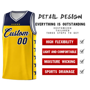 Custom Gold Navy Personalized Star Pattern Sports Uniform Basketball Jersey