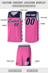 Custom Pink Navy Personalized Star Pattern Sports Uniform Basketball Jersey