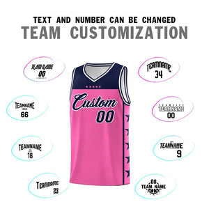 Custom Pink Navy Personalized Star Pattern Sports Uniform Basketball Jersey