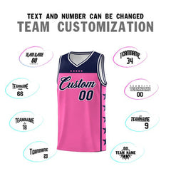 Custom Pink Navy Personalized Star Pattern Sports Uniform Basketball Jersey