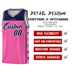 Custom Pink Navy Personalized Star Pattern Sports Uniform Basketball Jersey