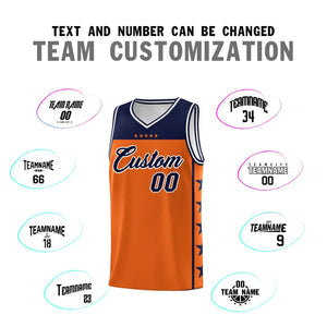 Custom Orange Navy Personalized Star Pattern Sports Uniform Basketball Jersey