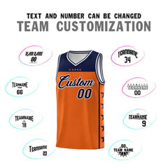 Custom Orange Navy Personalized Star Pattern Sports Uniform Basketball Jersey