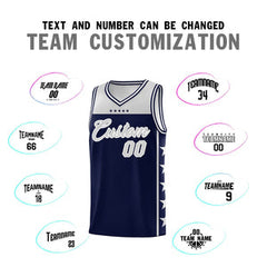 Custom Navy Gray Personalized Star Pattern Sports Uniform Basketball Jersey