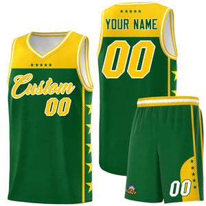 Custom Kelly Green Yellow Personalized Star Pattern Sports Uniform Basketball Jersey