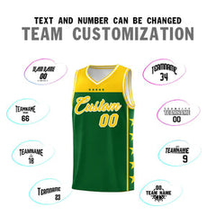 Custom Kelly Green Yellow Personalized Star Pattern Sports Uniform Basketball Jersey