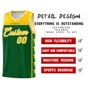 Custom Kelly Green Yellow Personalized Star Pattern Sports Uniform Basketball Jersey