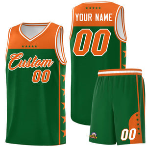 Custom Kelly Green Orange Personalized Star Pattern Sports Uniform Basketball Jersey