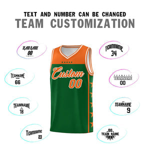 Custom Kelly Green Orange Personalized Star Pattern Sports Uniform Basketball Jersey