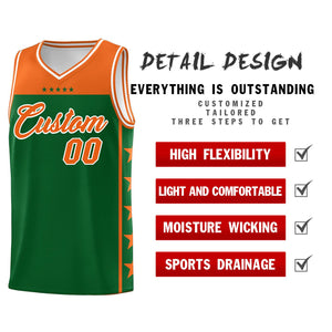 Custom Kelly Green Orange Personalized Star Pattern Sports Uniform Basketball Jersey