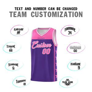 Custom Purple Pink Personalized Star Pattern Sports Uniform Basketball Jersey