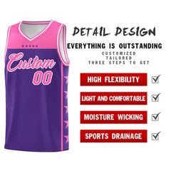 Custom Purple Pink Personalized Star Pattern Sports Uniform Basketball Jersey