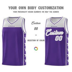 Custom Purple Gray Personalized Star Pattern Sports Uniform Basketball Jersey