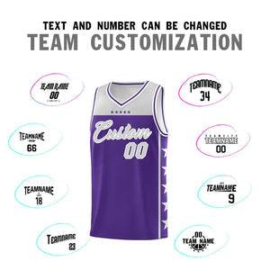 Custom Purple Gray Personalized Star Pattern Sports Uniform Basketball Jersey