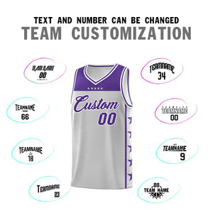 Custom Gray Purple Personalized Star Pattern Sports Uniform Basketball Jersey