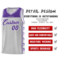 Custom Gray Purple Personalized Star Pattern Sports Uniform Basketball Jersey