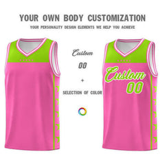 Custom Pink Neon Green Personalized Star Pattern Sports Uniform Basketball Jersey
