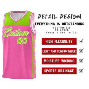 Custom Pink Neon Green Personalized Star Pattern Sports Uniform Basketball Jersey