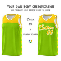 Custom Neon Green Yellow Personalized Star Pattern Sports Uniform Basketball Jersey
