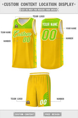 Custom Gold Neon Green Personalized Star Pattern Sports Uniform Basketball Jersey