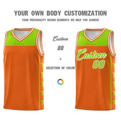 Custom Orange Neon Green Personalized Star Pattern Sports Uniform Basketball Jersey