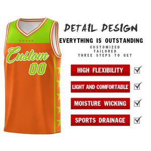 Custom Orange Neon Green Personalized Star Pattern Sports Uniform Basketball Jersey