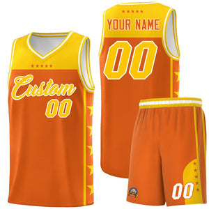 Custom Orange Yellow Personalized Star Pattern Sports Uniform Basketball Jersey