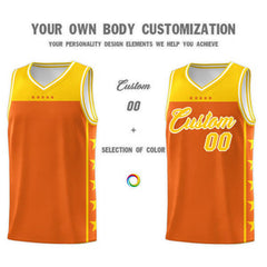 Custom Orange Yellow Personalized Star Pattern Sports Uniform Basketball Jersey