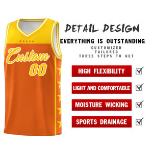 Custom Orange Yellow Personalized Star Pattern Sports Uniform Basketball Jersey