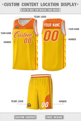 Custom Gold Orange Personalized Star Pattern Sports Uniform Basketball Jersey