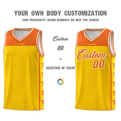 Custom Gold Orange Personalized Star Pattern Sports Uniform Basketball Jersey