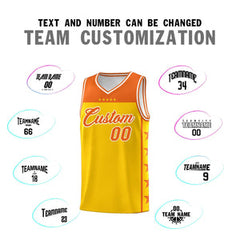 Custom Gold Orange Personalized Star Pattern Sports Uniform Basketball Jersey
