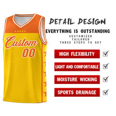 Custom Gold Orange Personalized Star Pattern Sports Uniform Basketball Jersey