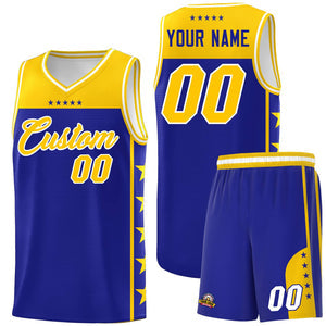 Custom Royal Yellow Personalized Star Pattern Sports Uniform Basketball Jersey