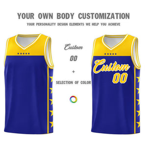 Custom Royal Yellow Personalized Star Pattern Sports Uniform Basketball Jersey