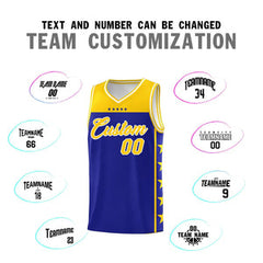 Custom Royal Yellow Personalized Star Pattern Sports Uniform Basketball Jersey