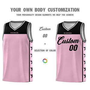 Custom Light Pink Black Personalized Star Pattern Sports Uniform Basketball Jersey