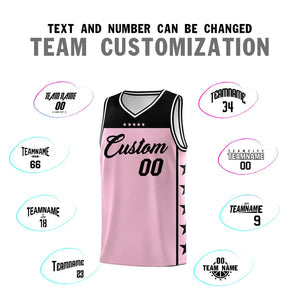 Custom Light Pink Black Personalized Star Pattern Sports Uniform Basketball Jersey
