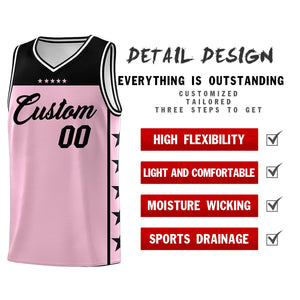 Custom Light Pink Black Personalized Star Pattern Sports Uniform Basketball Jersey