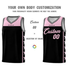 Custom Black Light Pink Personalized Star Pattern Sports Uniform Basketball Jersey