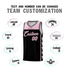 Custom Black Light Pink Personalized Star Pattern Sports Uniform Basketball Jersey